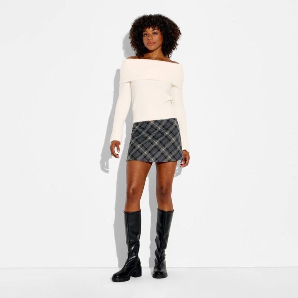 Women's Off the Shoulder Pullover Sweater - Wild Fable Off-White S